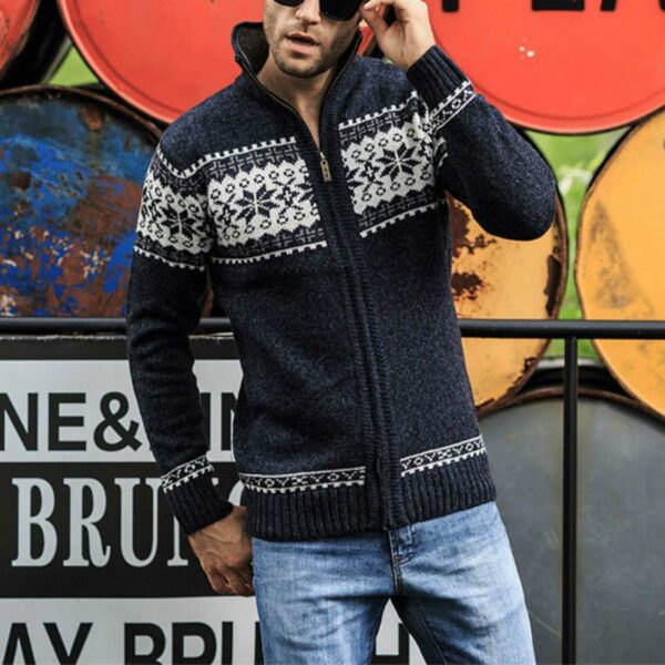 Winter Men's Jacquard Sweater - Image 3