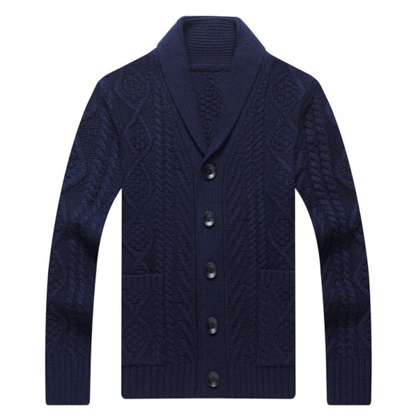 Winter Men's V Neck Knitted Sweater - Image 4