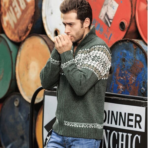 Winter Men's Jacquard Sweater - Image 5