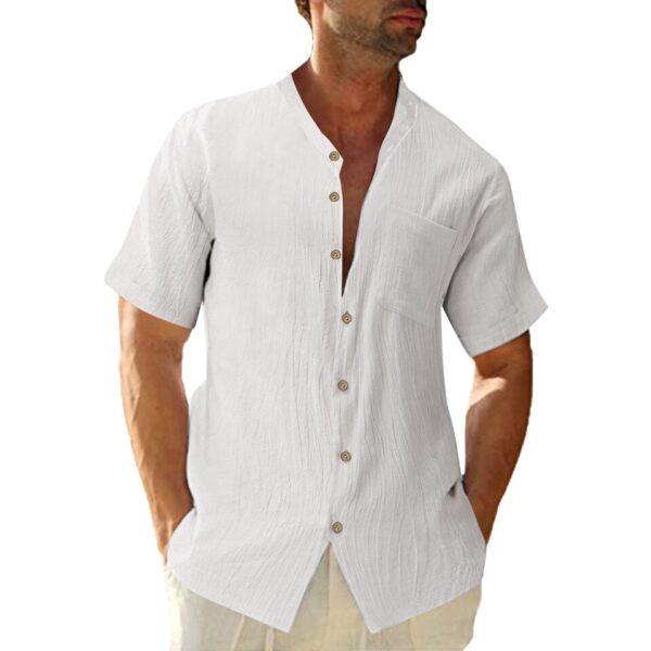 Single Breasted Cotton Linen Shirt - Image 2