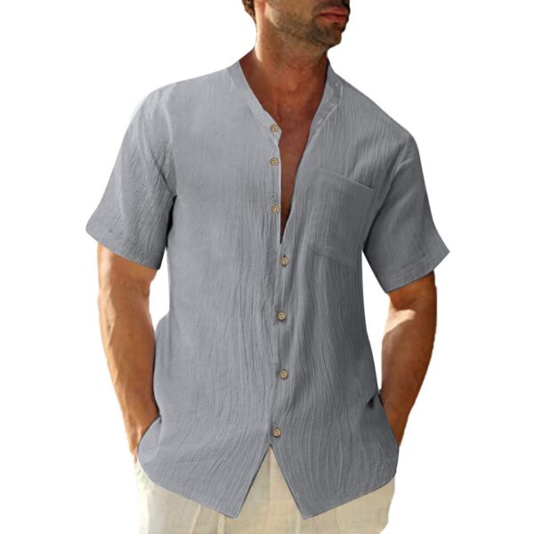 Single Breasted Cotton Linen Shirt - Image 10