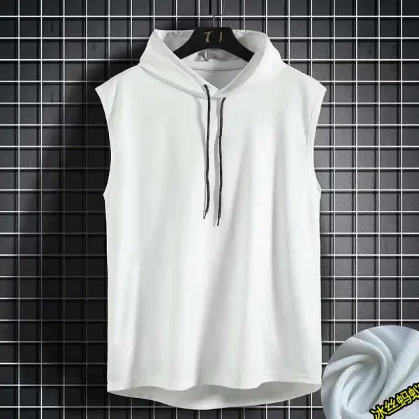 Black Hooded Tank Top - Image 2