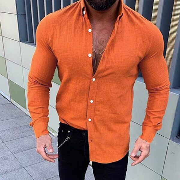 Expressive Long Sleeved Slim Fit Casual Button Up Collared Shirt