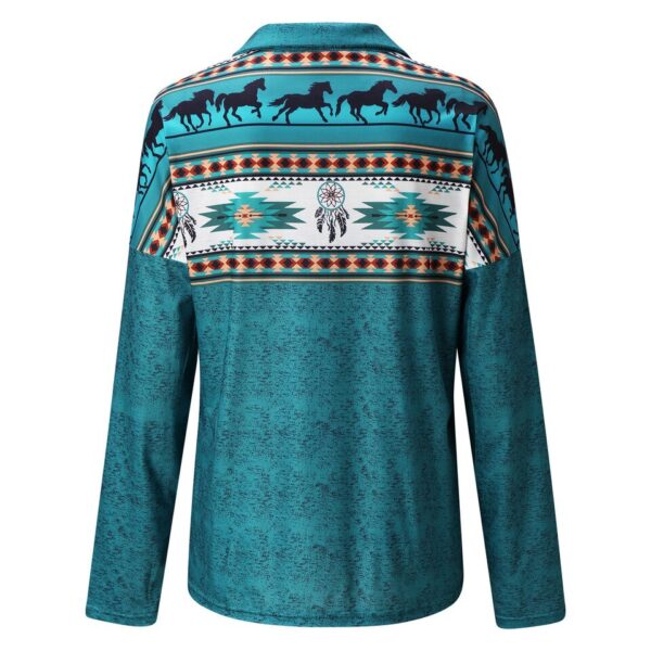 Women’s Long-Sleeved V-Neck Zipper Pullover - Image 2