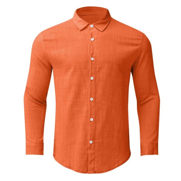 Expressive Long Sleeved Slim Fit Casual Button Up Collared Shirt - Image 7
