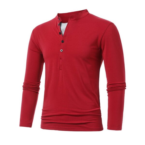 Casual Long Sleeve Henley Shirt - Image 10