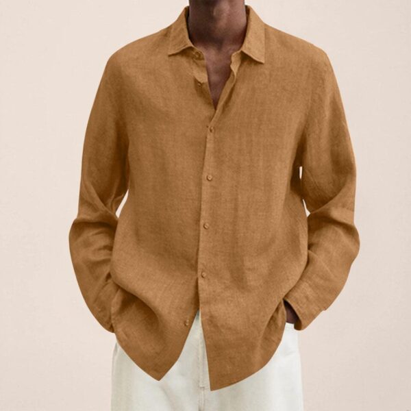 Long Sleeves Men Casual Cotton Linen Shirt