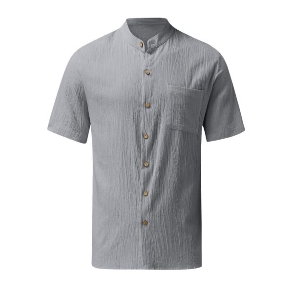 Single Breasted Cotton Linen Shirt - Image 5