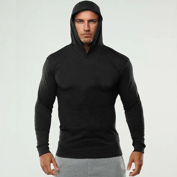 Long Sleeve Slim Fit Hooded T-Shirt - Image 5