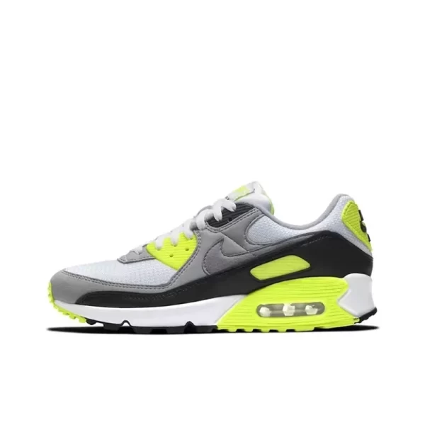 Nike Air Max 90 Women and Men Black Blue and Silver Cushioning Breathable Retro Waffle Shoes Gump Shoes Running Shoes CW6018-001