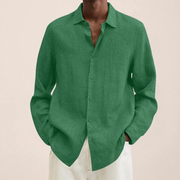 Long Sleeves Men Casual Cotton Linen Shirt - Image 17