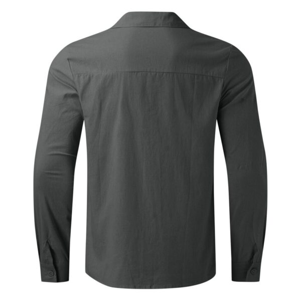 Long Sleeves Men Casual Cotton Linen Shirt - Image 13