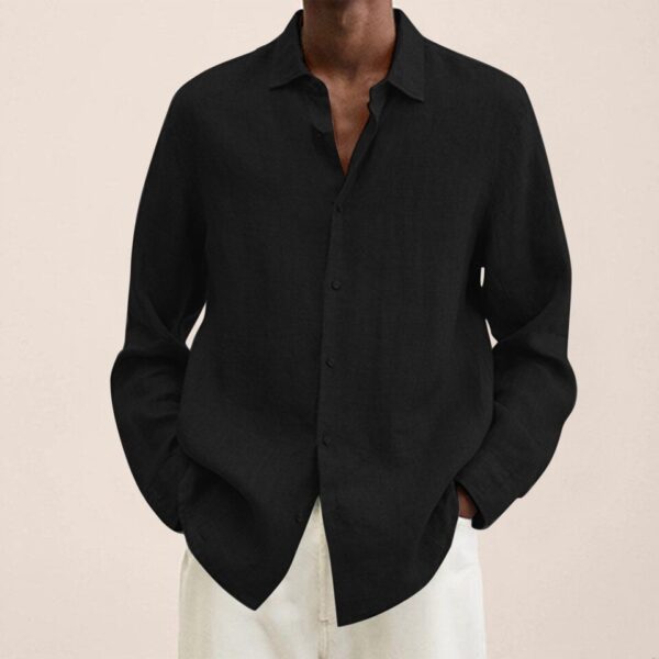 Long Sleeves Men Casual Cotton Linen Shirt - Image 5