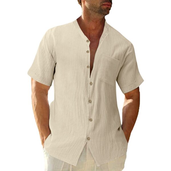 Single Breasted Cotton Linen Shirt - Image 4