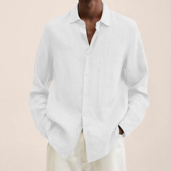 Long Sleeves Men Casual Cotton Linen Shirt - Image 10