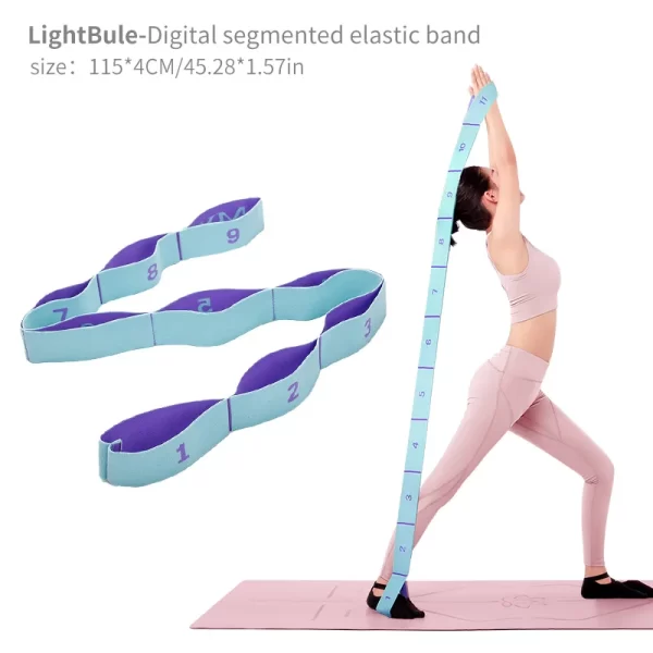 Elastic Yoga Stretching Strap with Loops - Image 10