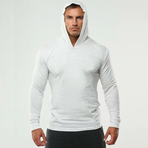 Long Sleeve Slim Fit Hooded T-Shirt - Image 3