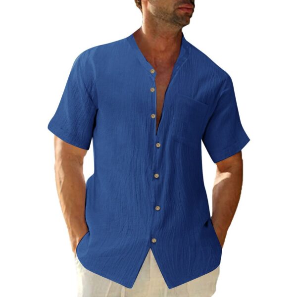 Single Breasted Cotton Linen Shirt - Image 3