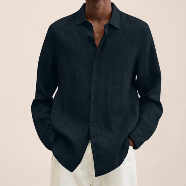 Long Sleeves Men Casual Cotton Linen Shirt - Image 9