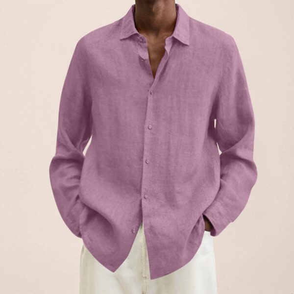 Long Sleeves Men Casual Cotton Linen Shirt - Image 15