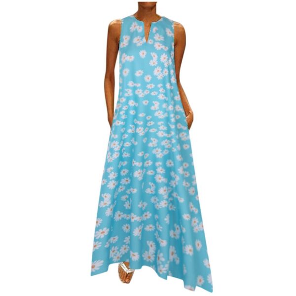 Vintage Patchwork Print Casual Maxi Sleeveless Long Dress - Image 22