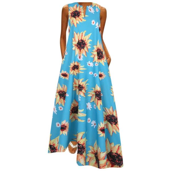 Vintage Patchwork Print Casual Maxi Sleeveless Long Dress - Image 10